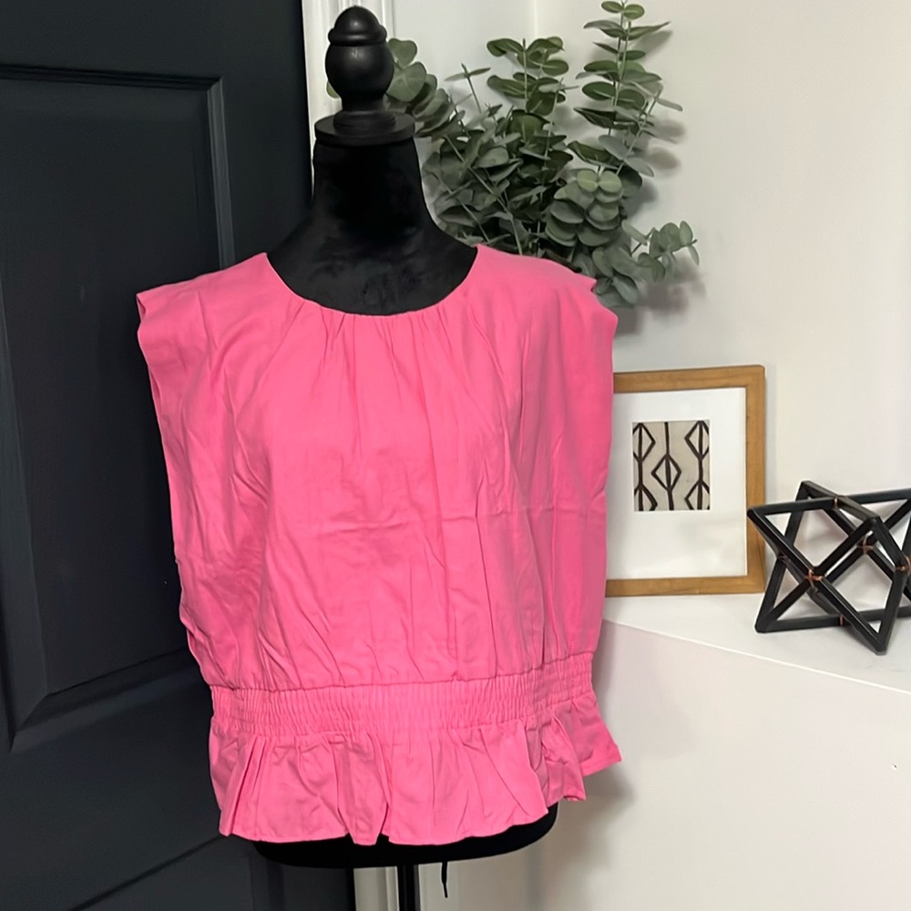 Bright pink short sleeve plum blouse from express extra large